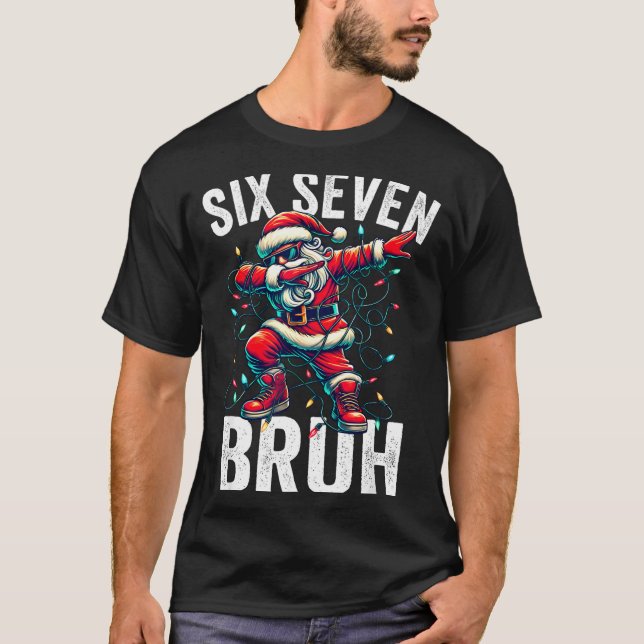 Camiseta Bruh 67 Six Seven Santa Dabbing Christmas Meme Boy (Frente)