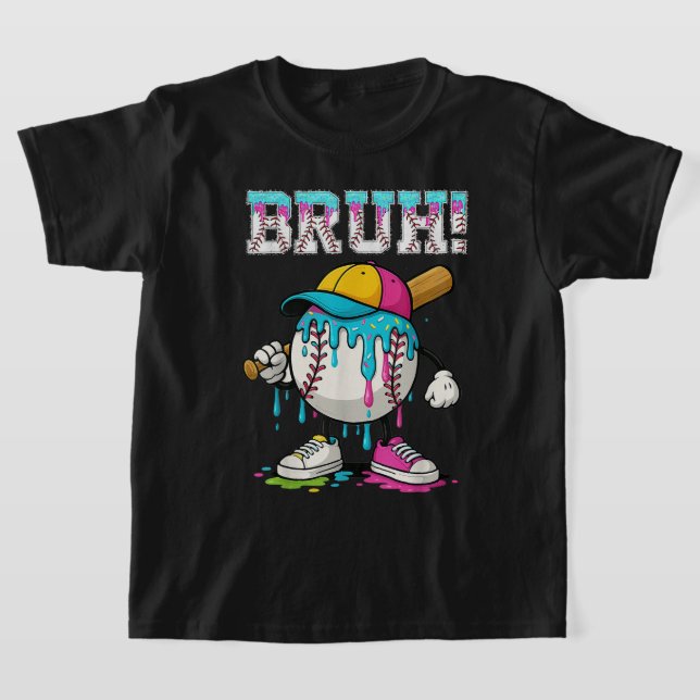 Camiseta Bruh Baseball Sorvete Drip Meme (Postura )