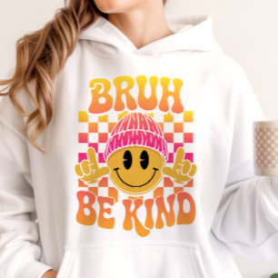 Camiseta Bruh Be Kind Happy Face Beanie Gradiente do Pôr do
