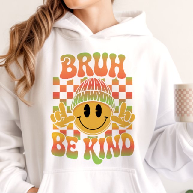 Camiseta Bruh Be Kind Happy Face Beanie Gradiente Tropical (Criador carregado)