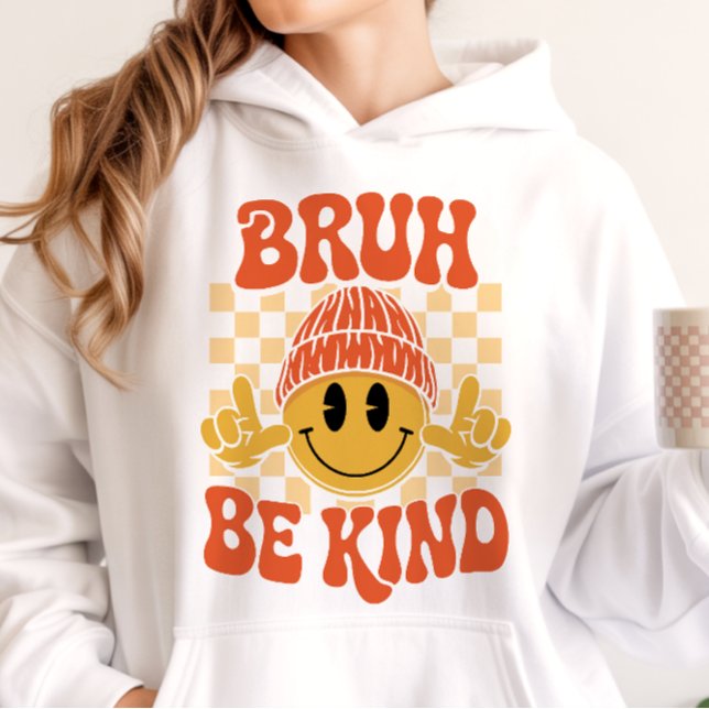 Camiseta Bruh Be Kind Happy Face Beanie Orange (Criador carregado)