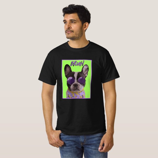 Camiseta BRUH Cachorro com Óculos de Sol e Bandana (Frente Completa)
