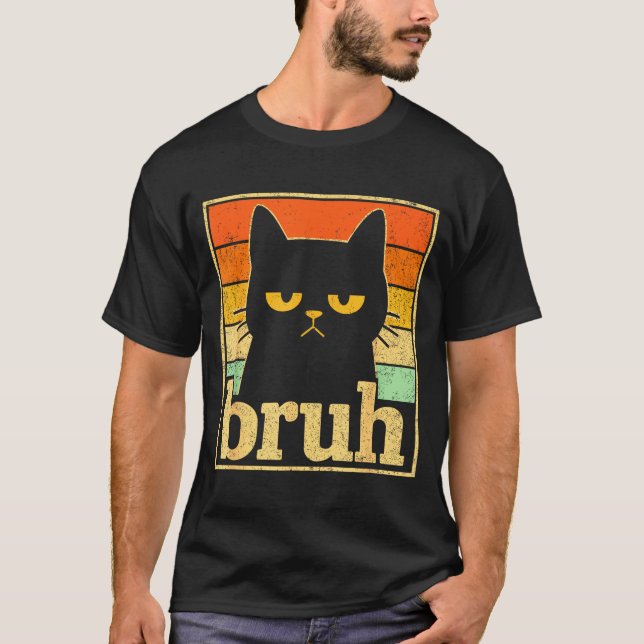 Camiseta Bruh Cat Meme Graphic – Funny Cat Retro Meme For T (Frente)