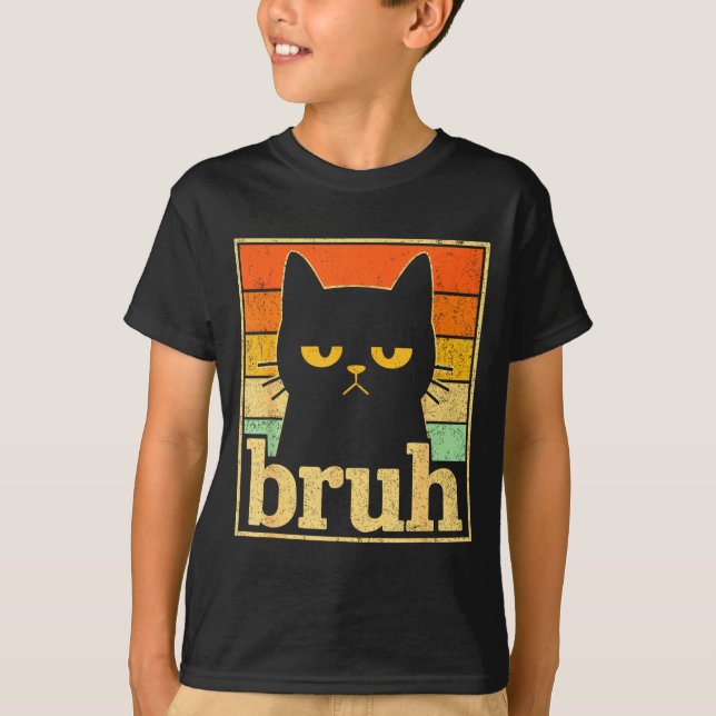 Camiseta Bruh Cat Meme Graphic – Funny Cat Retro Meme For T (Frente)