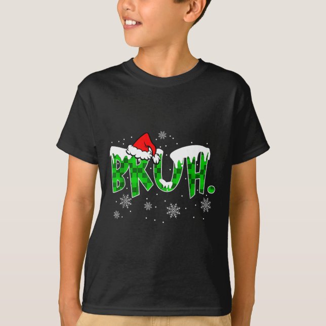 Camiseta Bruh Christmas Red Plaid Funny Family Teens Boys K (Frente)