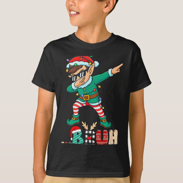 Camiseta Bruh Dabbing Elf Funny Kids Boys Mens Christmas Ma (Frente)