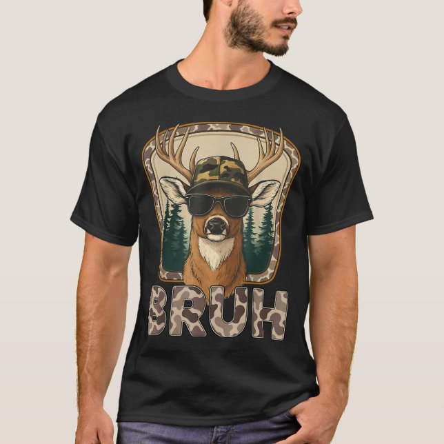 Camiseta Bruh Deer Hunter Funny Deer Hunting Camo Men Teens (Frente)