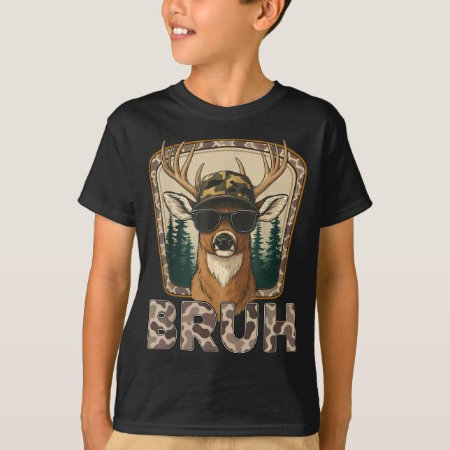 Camiseta Bruh Deer Hunter Funny Deer Hunting Camo Men Teens (Frente)