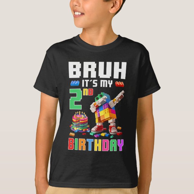 Camiseta Bruh É Meu segundo aniversário Mestre Construtor D (Frente)