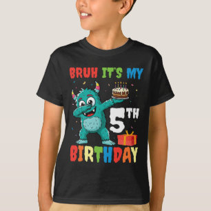Camiseta Bruh É o meu 5 de Aniversário do Halloween Monster