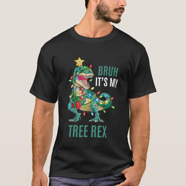 Camiseta BRUH É o meu Dinossauro de Natal Engraçado Rex (Frente)