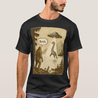 Camiseta Bruh Engraçado Abdução do Pé Grande pelo Monstro d