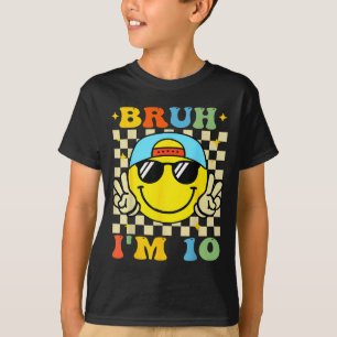 Camiseta Bruh Eu Tenho 10 Anos de Idade Azul Aniversário Me