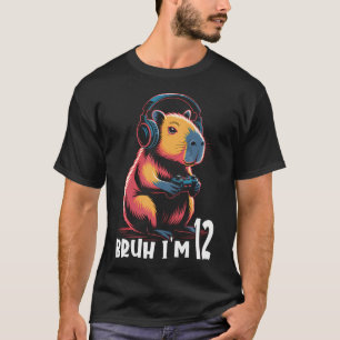 Camiseta Bruh EU TENHO 12 Video Games Capybara Aniversário