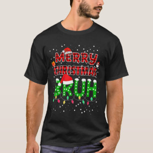 Camiseta Bruh Felry Natal Xadrez Vermelha Xmas Pajama