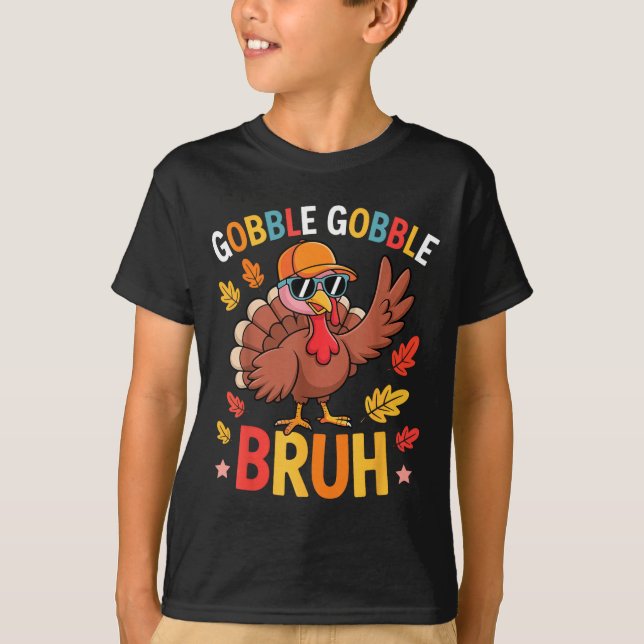 Camiseta Bruh Funny Thanksgiving Turkey Gobble Shirt Boys G (Frente)