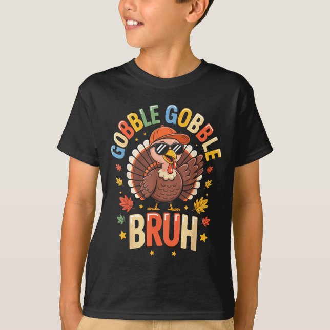 Camiseta Bruh Funny Thanksgiving Turkey Gobble Shirt Boys G (Frente)