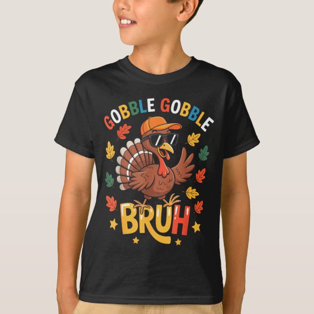 Camiseta Bruh Funny Thanksgiving Turkey Gobble Shirt Boys G (Frente)