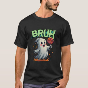 Camiseta Bruh Ghost Halloween Lollipop Candy Trick Ou Trata