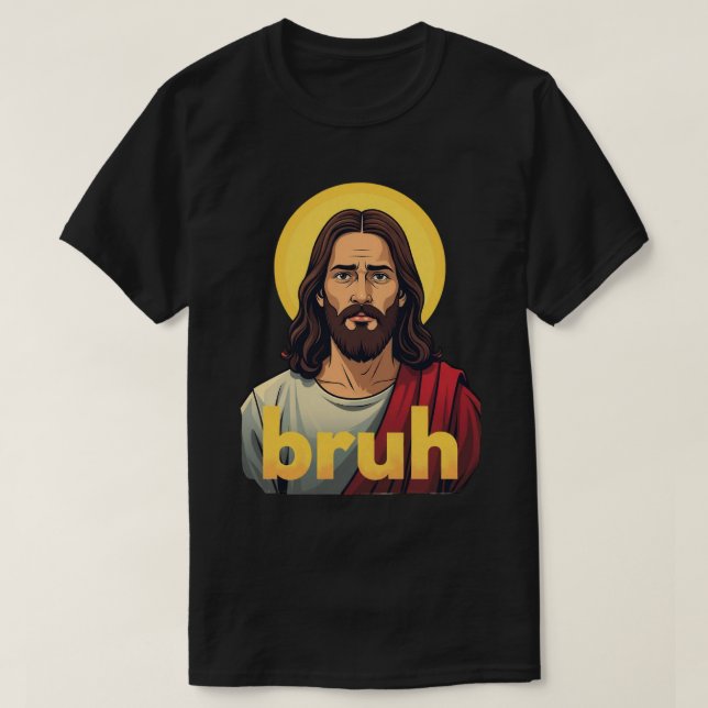 Camiseta “Bruh” Holy Mood Design – Funny Faith Meme (Frente do Design)