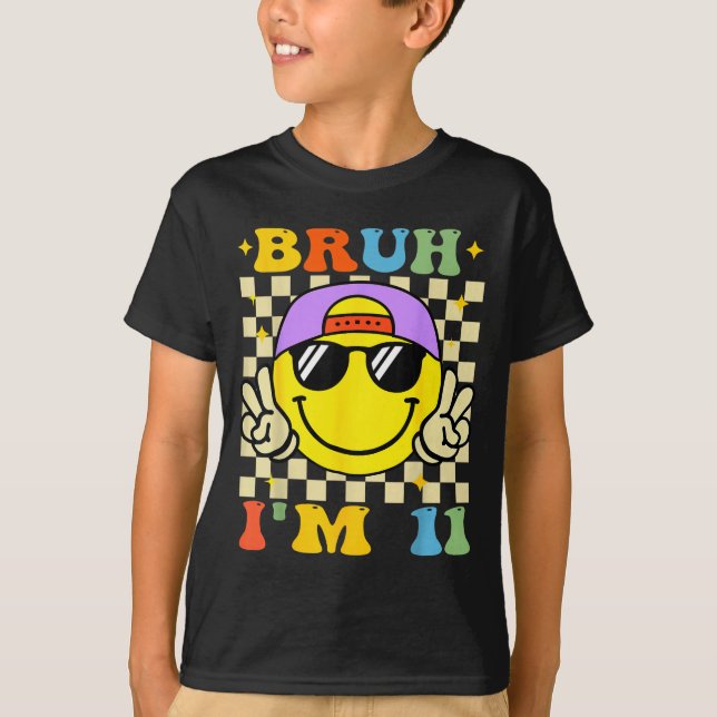 Camiseta Bruh I'm 11 Years Old Purple Birthday Boys 11th Bi (Frente)