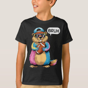 Camiseta Bruh Marmota Segurando Dia de Jogo de Futebol Engr