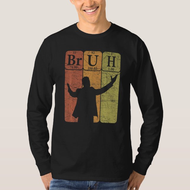 Camiseta Bruh Periódicos Elementos de Mesa Bro Slang Bruh M (Frente)