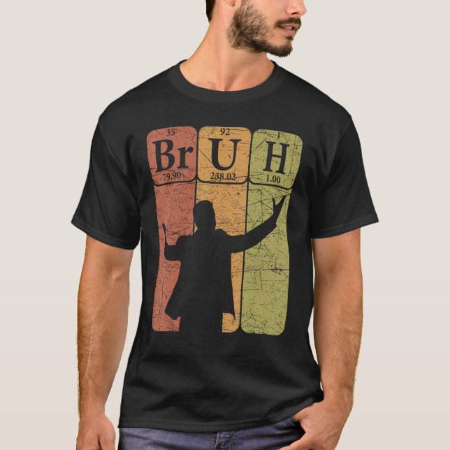 Camiseta Bruh Periódicos Elementos de Mesa Bro Slang Bruh M (Frente)