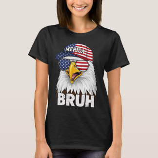 Camiseta Bruh Quatro 4 de Julho Águia Patriótico Americano 