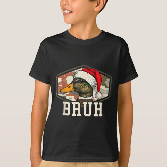 Camiseta Bruh Santa Duck Hunting Camo Hat Men Women Kids Xm (Frente)