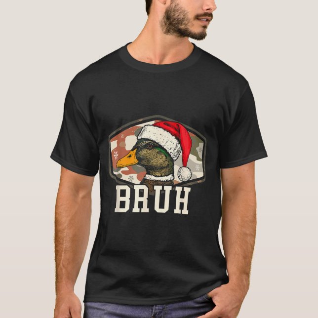 Camiseta Bruh Santa Duck Hunting Camo Hat Men Women Kids Xm (Frente)
