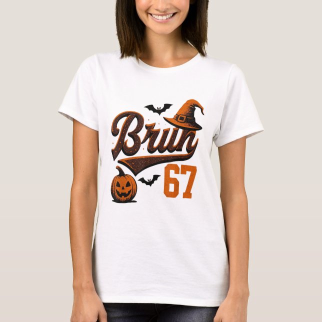 Camiseta Bruh Seis Sete Halloween 6-7 Gíria de Fantasma Div (Frente)