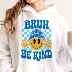 Camiseta Bruh Seja Gentil Rosto Feliz Gorro Azul