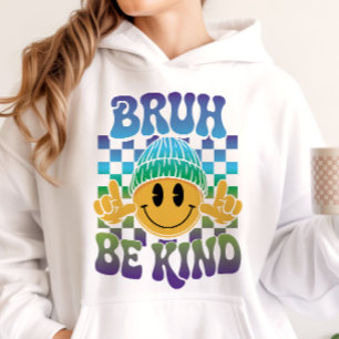 Camiseta Bruh Seja Gentil Rosto Feliz Gorro Azul Verde