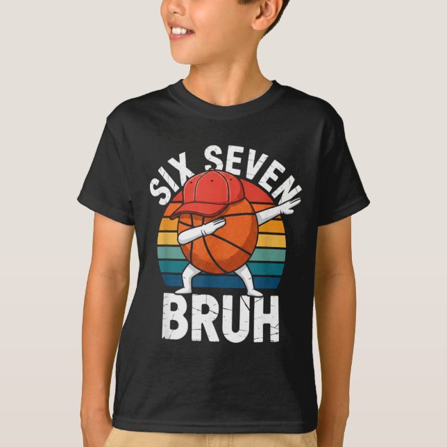 Camiseta Bruh Sete 6 Basquete Seis Número Dabbing 7 67 Fu (Frente)