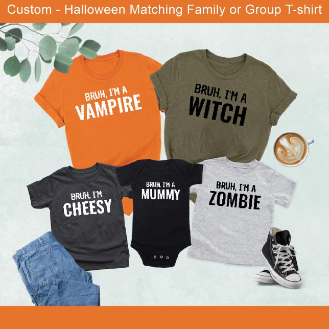 Camiseta Bruh, sou uma família de Dias de as Bruxas engraça (Bruh i'm A Witch Funny Halloween Matching Family T-Shirt)
