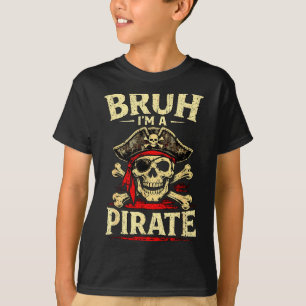 Camiseta Bruh um patch de olho de caveira pirata ossos cruz