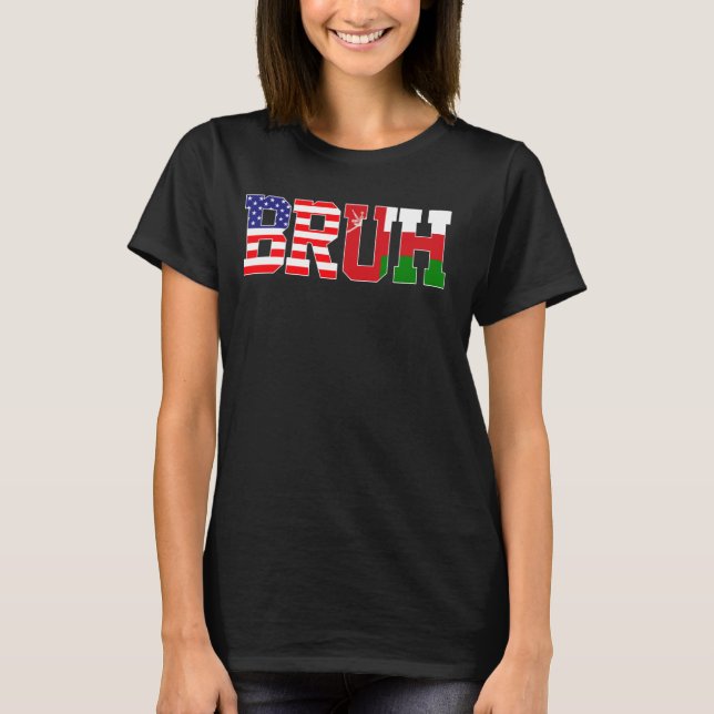 Camiseta Bruh USA Oman Country Flag American Omani Girls (Frente)