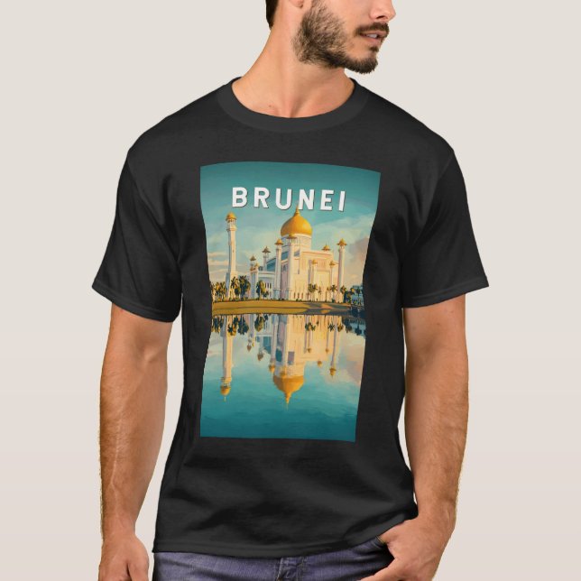 Camiseta Brunei Illustração Viagem Art Vintage (Frente)