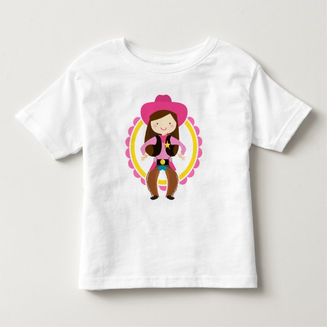 Camiseta Brunette Cowgirl - País rodeado ocidental, rosa-cl (Frente)