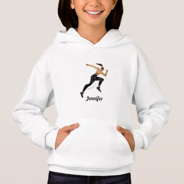 Camiseta Brunette Girl Runner Cross Country & Kid's Name (Frente)