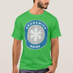 Camiseta Brunswick Maine ME Winter Snowflake Crachá Sou
