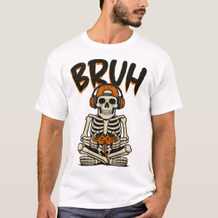 Camiseta Brut Skeleton Gamer Dia de as Bruxas engraçado Jog