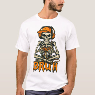 Camiseta Brut Skeleton Gamer Engraçado Hallow Game Game Gam