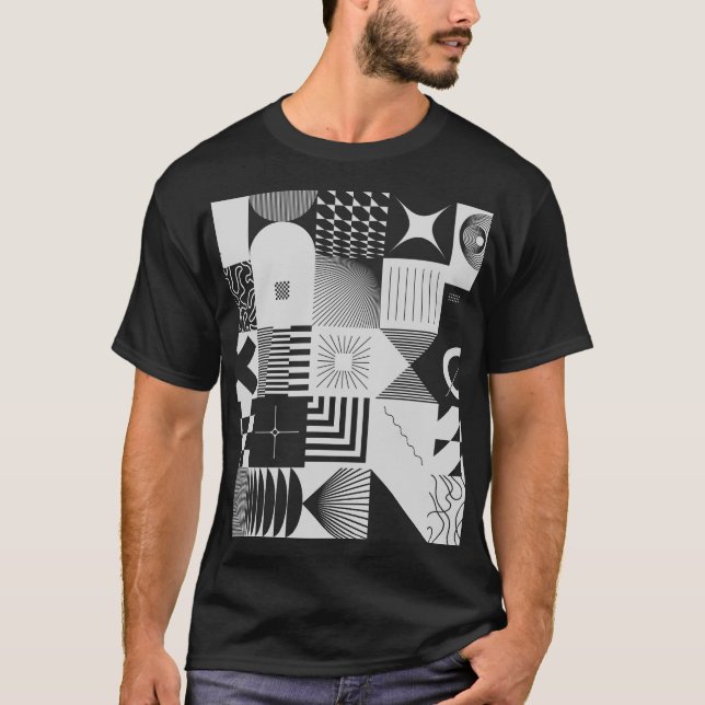 Camiseta Brutalismo Art: Padrões Geométricos Vintage (Frente)