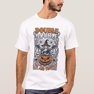 Camiseta Bruxa Abobora Teia de Aranha Halloween Dupla Pertu