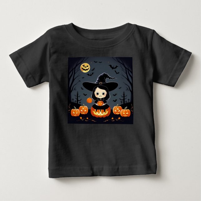 Camiseta Bruxa Adorável e Abóboras (Frente)