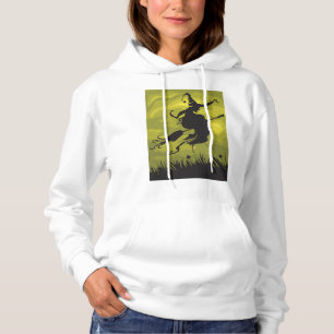 Camiseta Bruxa Assustadora de Halloween Voando em Vassoura