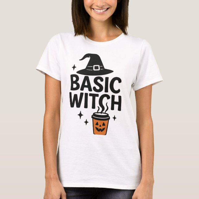 Camiseta Bruxa Básica | Halloween das mulheres minimalistas (Frente)