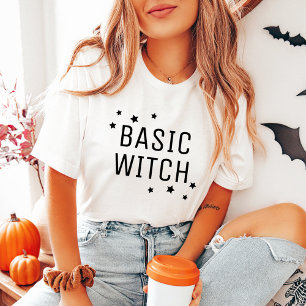 Camiseta Bruxa Básica Halloween Moderno para Mulheres